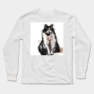 Tuxedo Cat Cute Drawing Long Sleeve T-Shirt